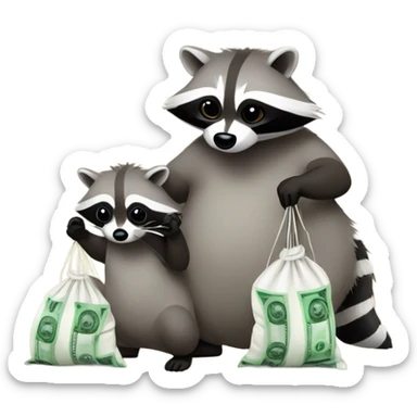 Raccoons with bags of cash sticker