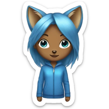 blue fox girl sticker
