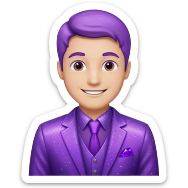 man office supervisor wearing glitter purple glittery clothes sticker