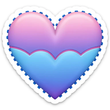 Stitched Barb wired pastel pink-violet-blue-gradients heart sticker