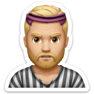 angry blonde tattooed bearded male prisoner sticker