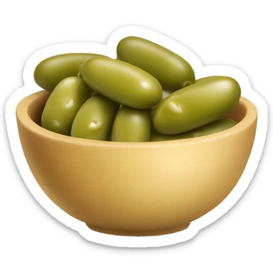 bowl of green olives and baguette with butter   sticker
