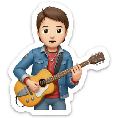 Marty McFly from Back to the Future, playing guitar, energetic expression sticker
