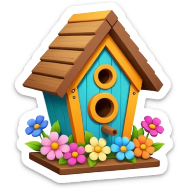 Birdhouse with flowers sticker