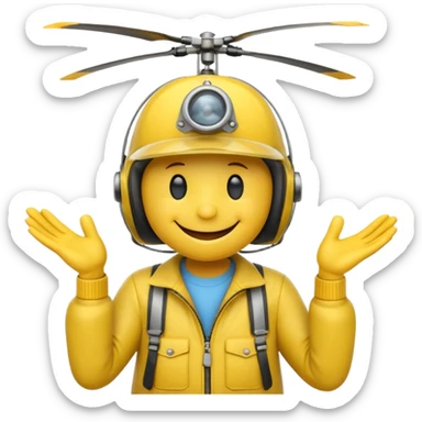 smileys jaune faisant chut avec ses doigts portant une casquete helicoptère sticker
