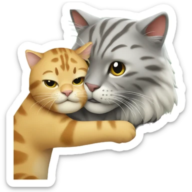 Big cat hugging smal cat sticker