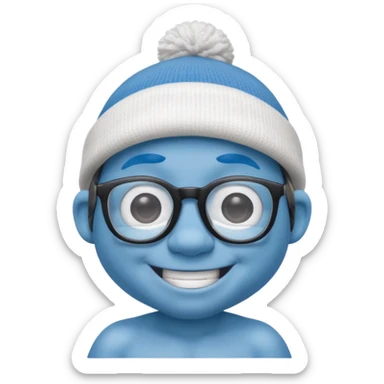 smurf with glasses white beanie no shirt sticker