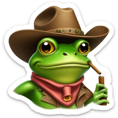 Cowboy frog smoking a cigar sticker