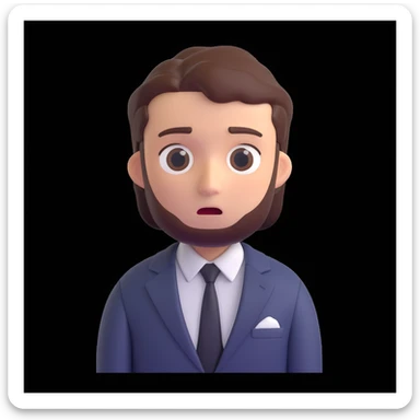 memoji style professional man in a suit, anxious, sweat on brow sticker