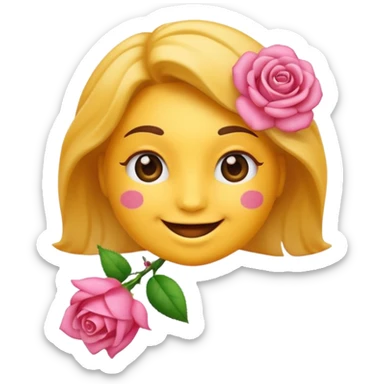 Emoji malin et heureux avec un nœud rose sur la tête à gauche sticker