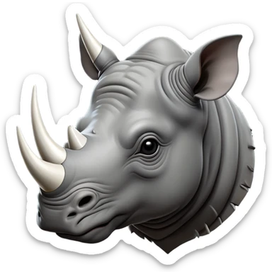 cinematic-noble--rhinoceros-portrait-emoji,slate-grey-hide-poised-and-regal,-with-a-massive,-powerful-build-and-a-thick,--deep-set-soulful-piercing-eyes,-simplified-yet-sharp-and-sophisticated-features,-highly-detailed,-large-black-eyes, white horn, front facing sticker