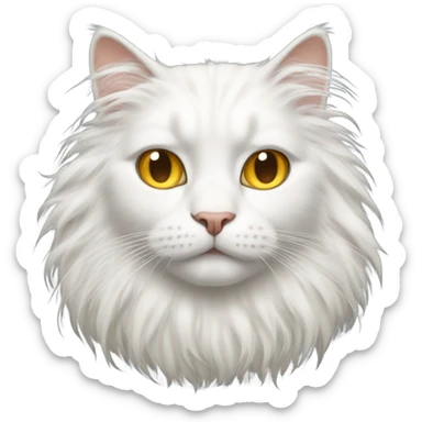 All white cat with lion's mane sticker
