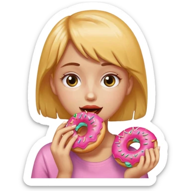 girl eating donut sticker