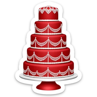 elegant red wedding cake with lace details sticker