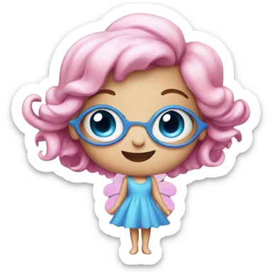 Pink fairy with four eyes wearing a blue dress sticker