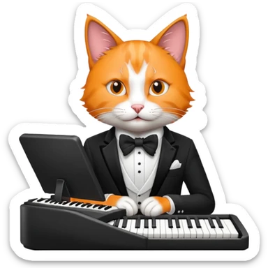 rockstar cat who plays keybord sticker
