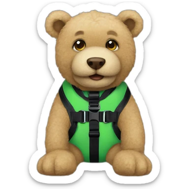 Green Teddy in black harness sticker