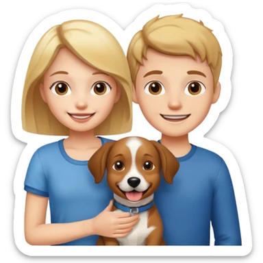 Girl and boy with a dog sticker