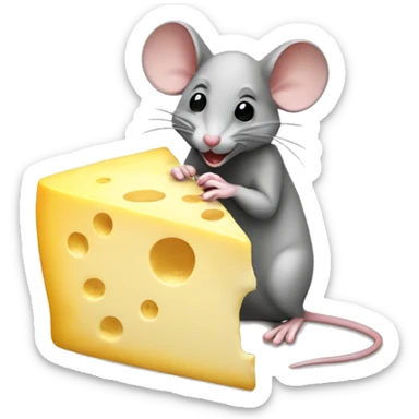 mouse eating cheese sticker