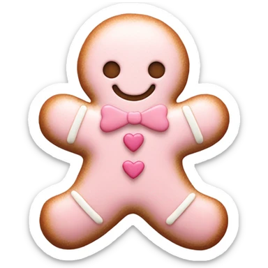 pale pink gingerbread man with heart sticker