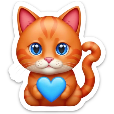 Gatto rosso con cuore blu  sticker