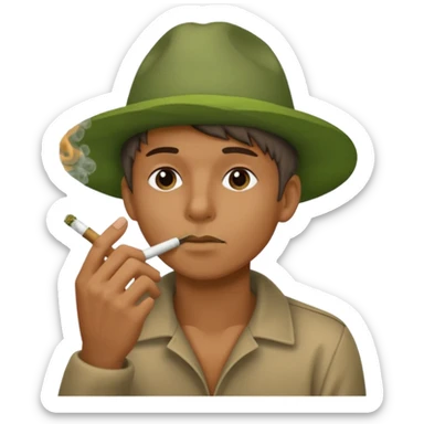 😮 face with 👌🏽hand to the mouth puffing on a weed joint sticker