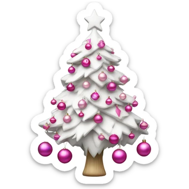 White Christmas tree with pink ornaments sticker