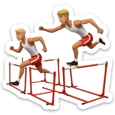 Man running over hurdles full body  sticker