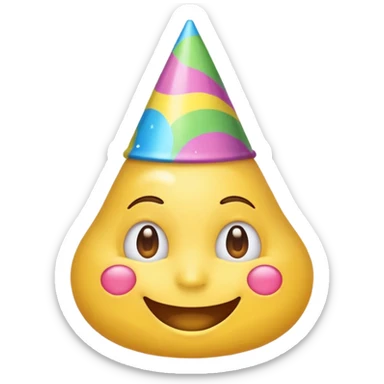 Emoji souriant avec goutte de sueur avec chapeau d"anniversaire  sticker