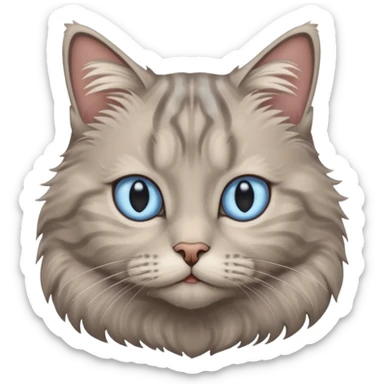 Grey fluffy pale blue eyes tabby cat sticker