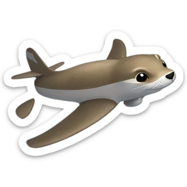 Loutre sur une tortue sur un avion sticker