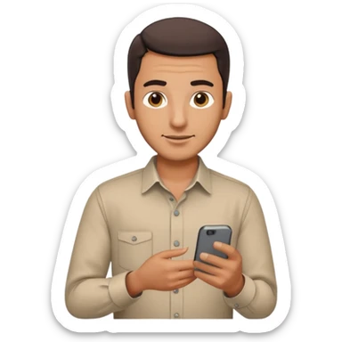 arab man with smartphone, half body sticker