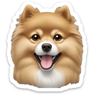 less fluffy pomeranian-spitz mix light brown and white with gray ears  sticker