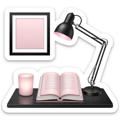 Light Pale Pink office with Light Pale Pink book and Light Pale Pink Desk lamp for Lease sticker