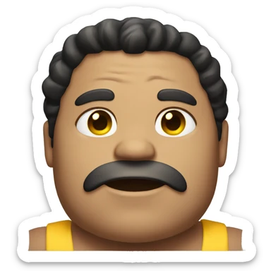 A guy with a bee muscular face and jaw line but really fat body sticker