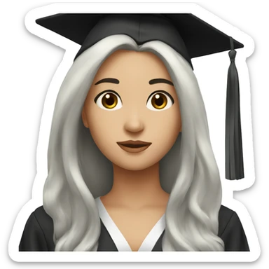 graduation girl with long black hair sticker