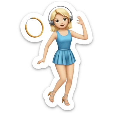 full body emoji of a woman with blonde hair and hoop earrings, singing and dancing sticker