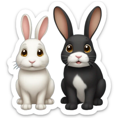 A black rabbit with floppy ears and a white-brown rabbit with floppy ears sticker