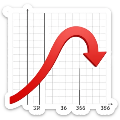 the number 36 on top of a graph with a downwards trajectory sticker