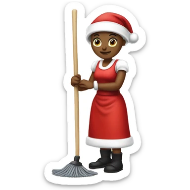 Create a black Mrs claus mopping  sticker