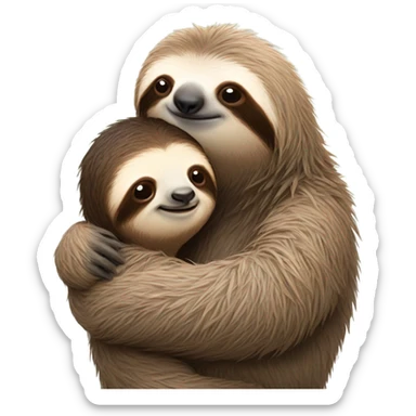 Sloth hugging baby sloth sticker