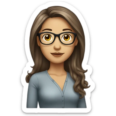 Women, white, brown hair, Latin women, glasses pin, long hair sticker