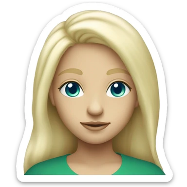 nordic pleiadian in green clothing with thin face long blonde hair and blue eyes sticker