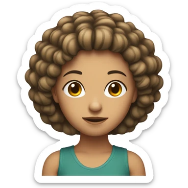 menina branca com o cabelo cacheado curto sticker
