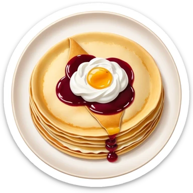 scandinavian round crepes with jam and sour cream sticker