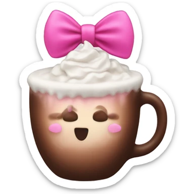 Hot coco with pink bow sticker