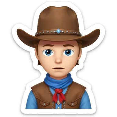 cute outlaw cowboy portrait, head and shoulders only, cowboy hat, bandana covering mouth, intense eyes, western outfit, 3D cartoon, mobile game icon style, clean background, no text, no watermark
 sticker
