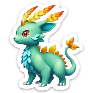 Elemental magical colorful exotic animesque Pokémon-Fakémon-animal-creature, (full body) sticker