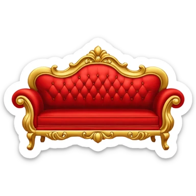 rococó sofa rojo con dorado sticker