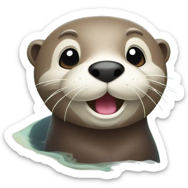 Otter swimming beach sticker